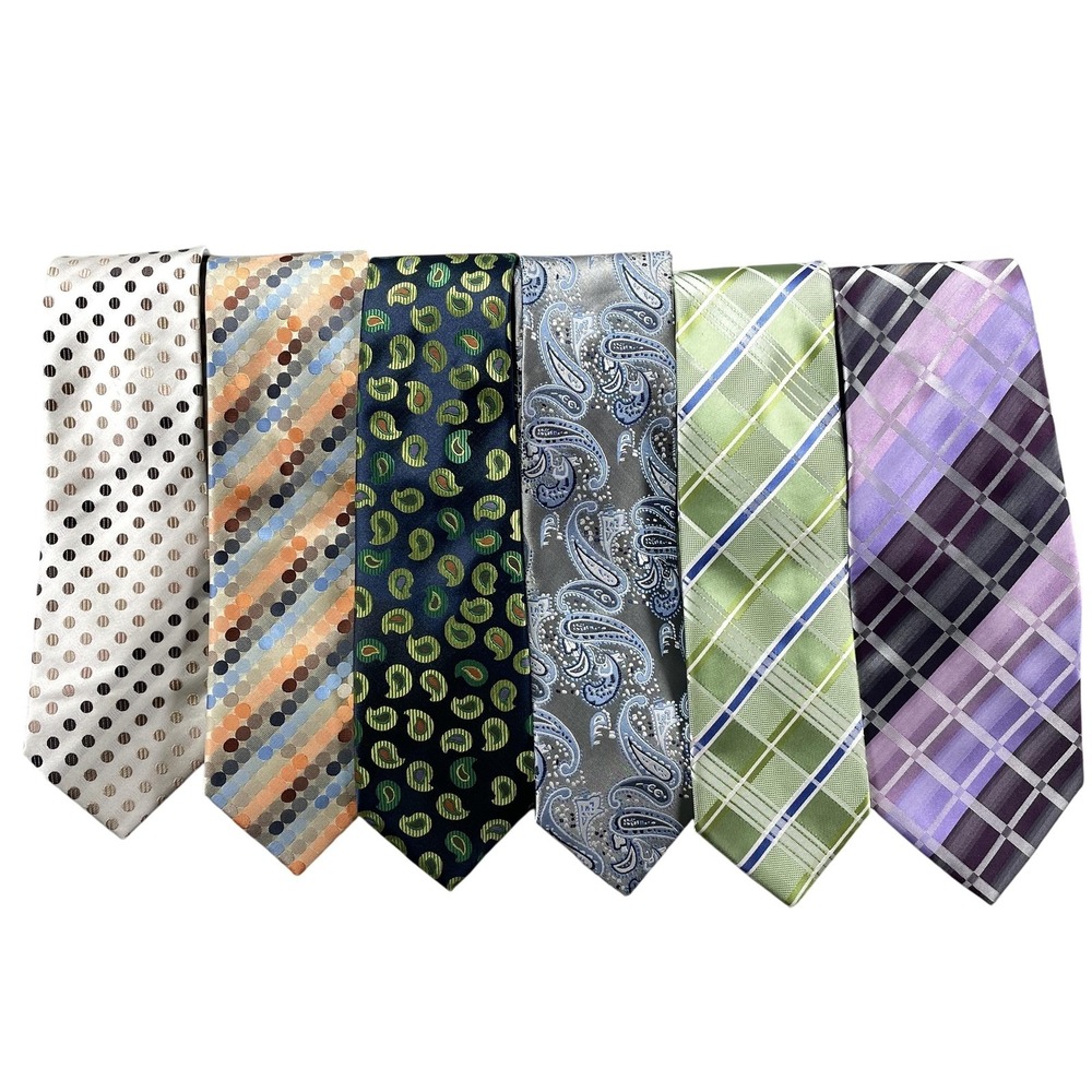 Sparks John Sparks‎ Tie Lot Of 6 Mens One Size Multicolor Paisley Plaid Neckties